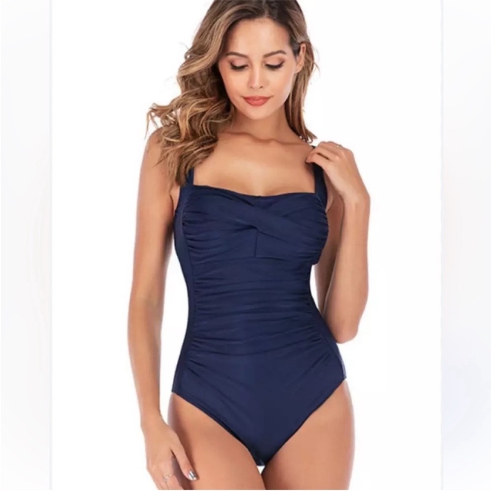 Niptuck Swim Elegant Navy Wrap One-Piece Swimsuit
